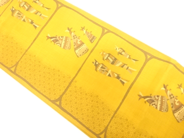 未使用品　魚に筍模様織り出し　袋帯